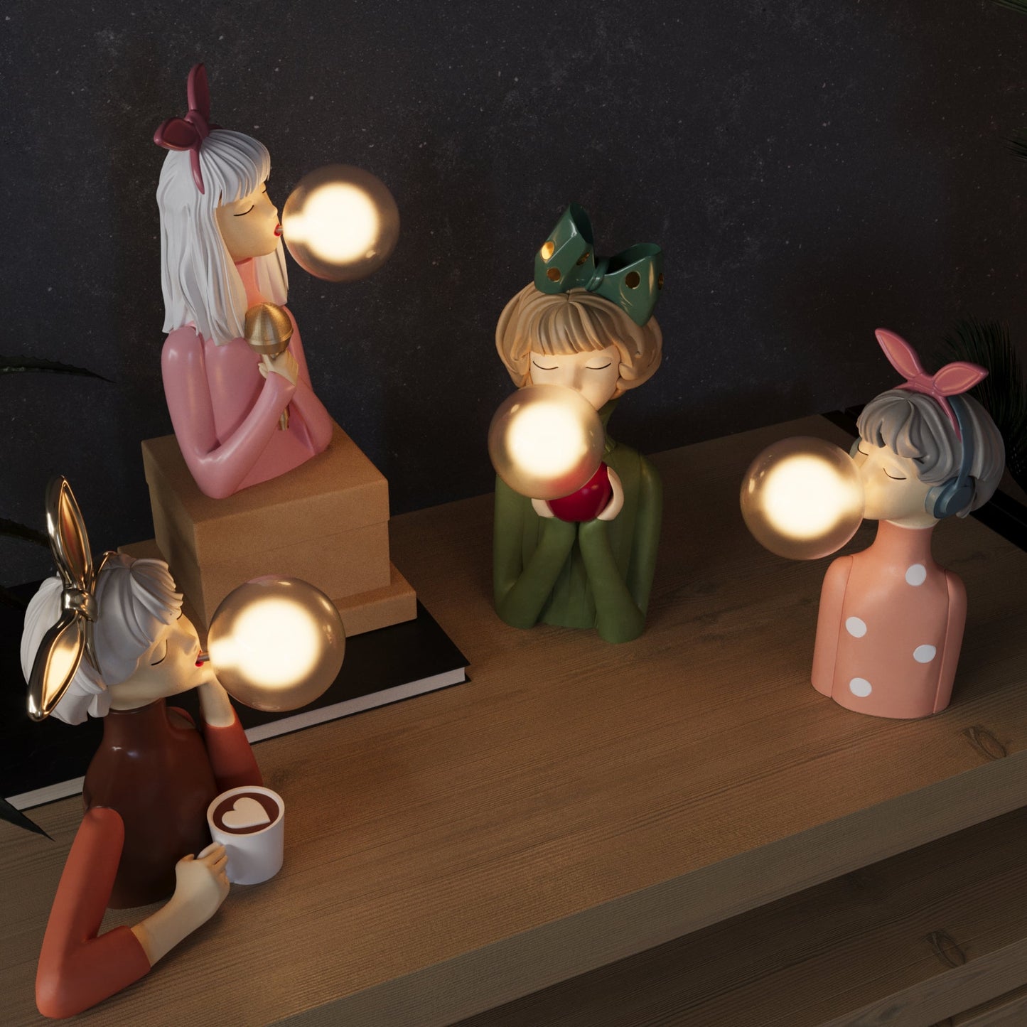 Lampa stołowa z kompozytu z kloszem tekstylnym i zasilaniem USB 110–240V