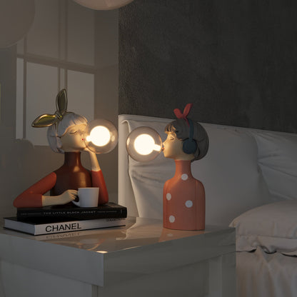 Lampa stołowa z kompozytu z kloszem tekstylnym i zasilaniem USB 110–240V