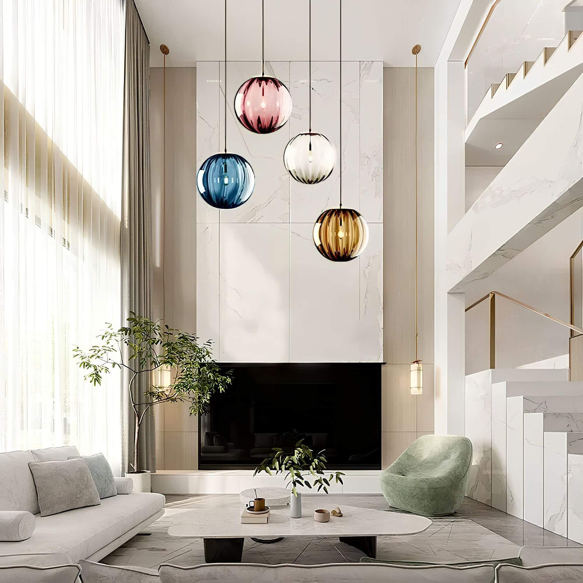 Suspension boule en verre