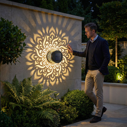 Solarna lampa ścienna z mandalą