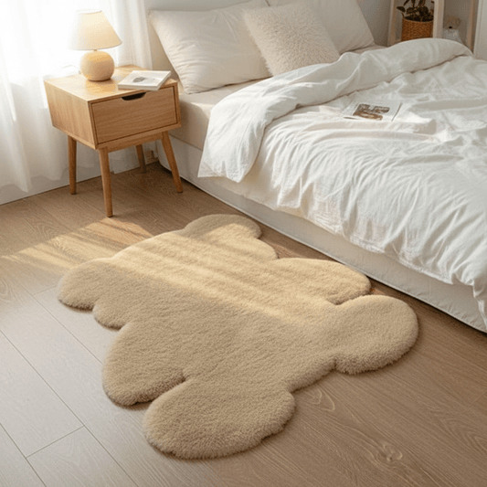 Plush mat with a teddy bear design