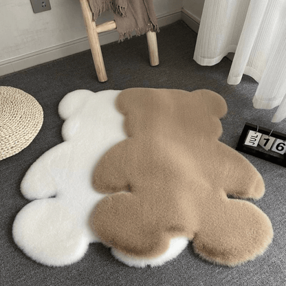Plush mat with a teddy bear design