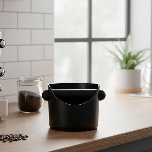 Coffee grounds container with bar