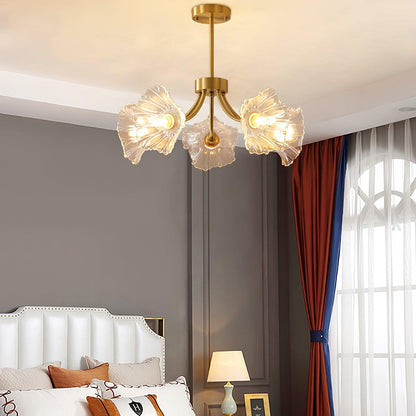 Żyrandol sufitowy E27 ze szklanymi kloszami i metalową konstrukcją do wnętrz