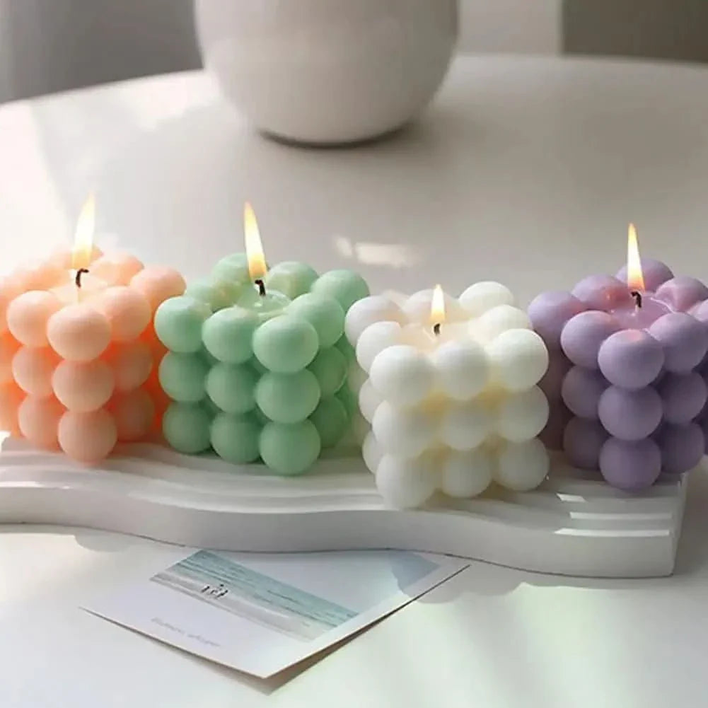 Scented cube-shaped candle