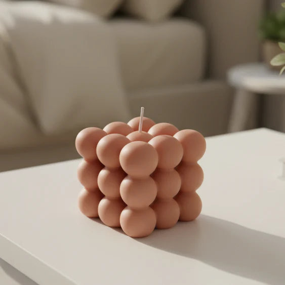 Scented cube-shaped candle