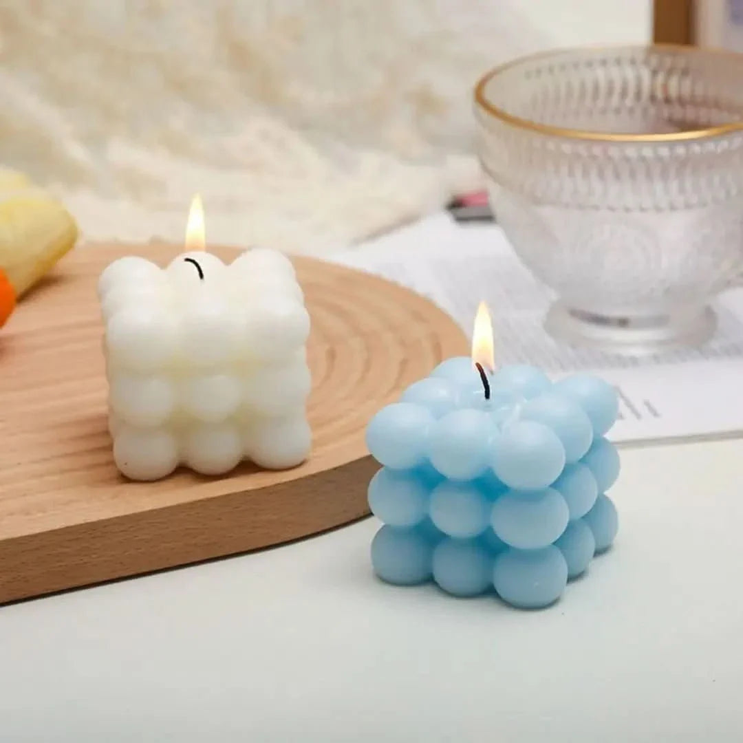 Scented cube-shaped candle