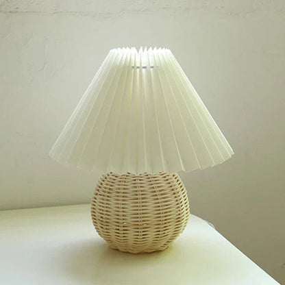 Lampa Stołowa z Tkaninowym Abażurem i Gwintem E27 do Sypialni i Salonu