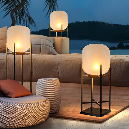 Solarna lampa stojąca LED do ogrodu ze stali nierdzewnej i szkła z automatycznym włączaniem nocnym