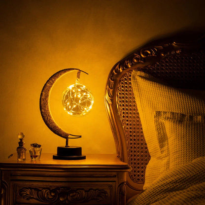 Lampa stołowa LED w kształcie księżyca z ciepłym światłem na baterie