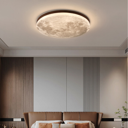 Plafonnier LED lune en bois
