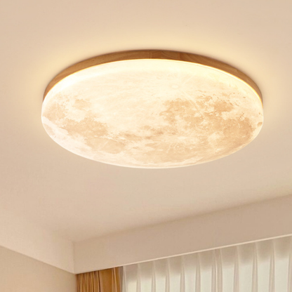 Plafonnier LED lune en bois