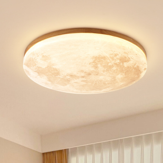 Plafonnier LED lune en bois