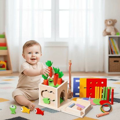 Zabawka Edukacyjna Drewniana 8w1 dla Niemowląt typu Montessori