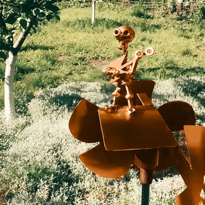 Dekoracja ogrodowa wiatrak metalowy muzyczny na palu do ogrodu