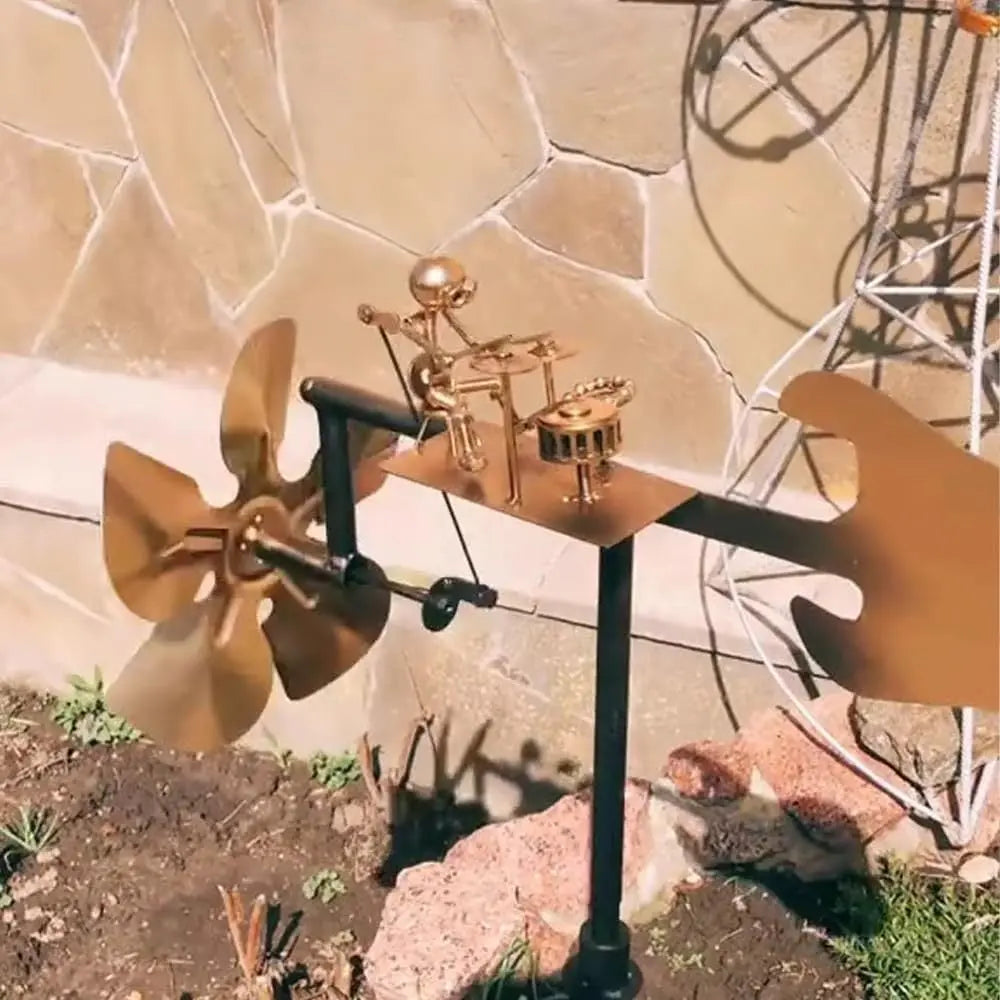 Dekoracja ogrodowa wiatrak metalowy muzyczny na palu do ogrodu
