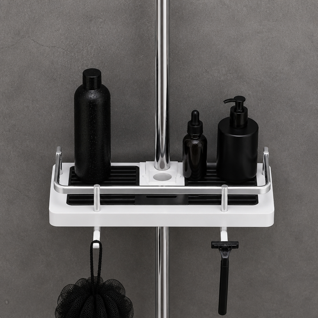 Shower caddy for a shower rod