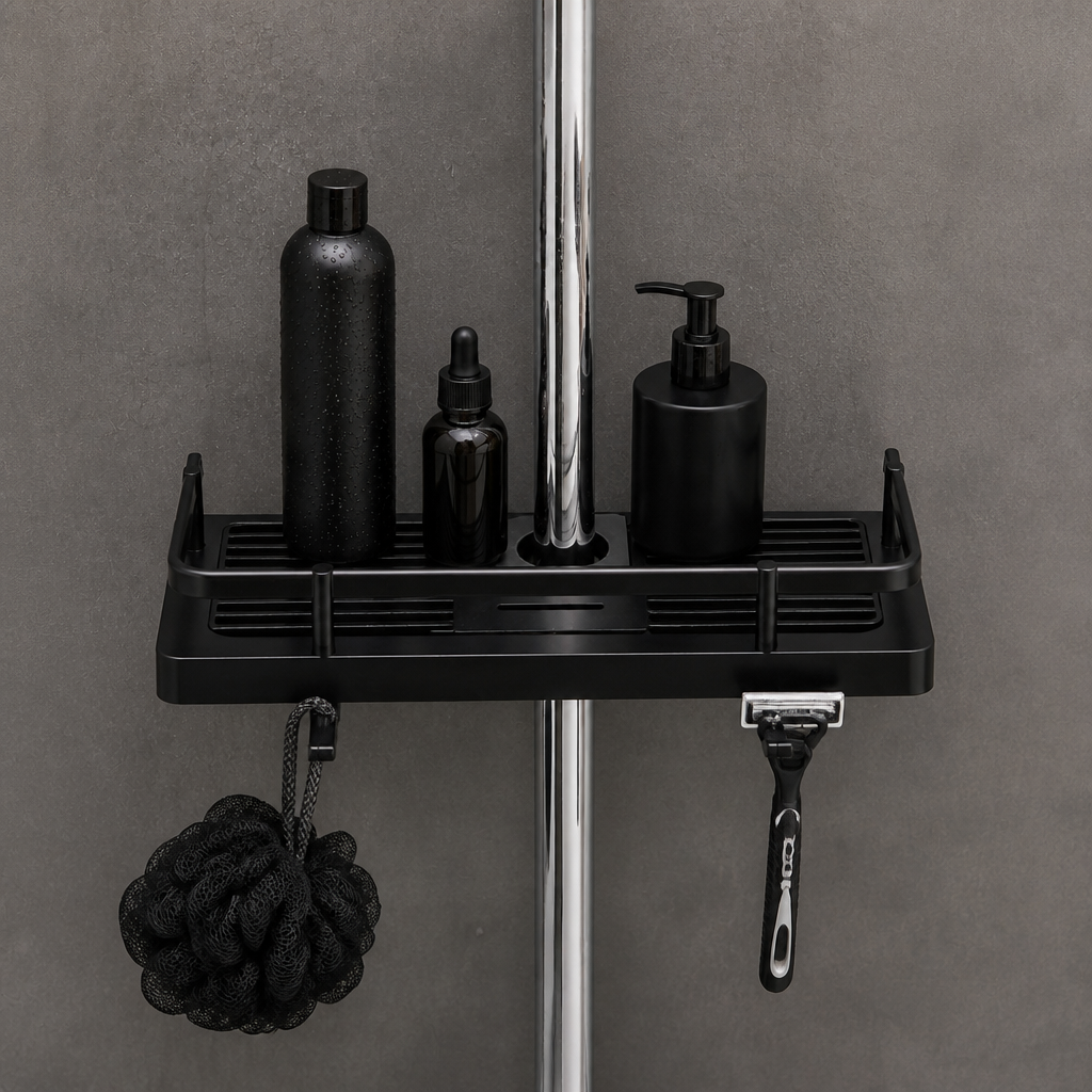 Shower caddy for a shower rod