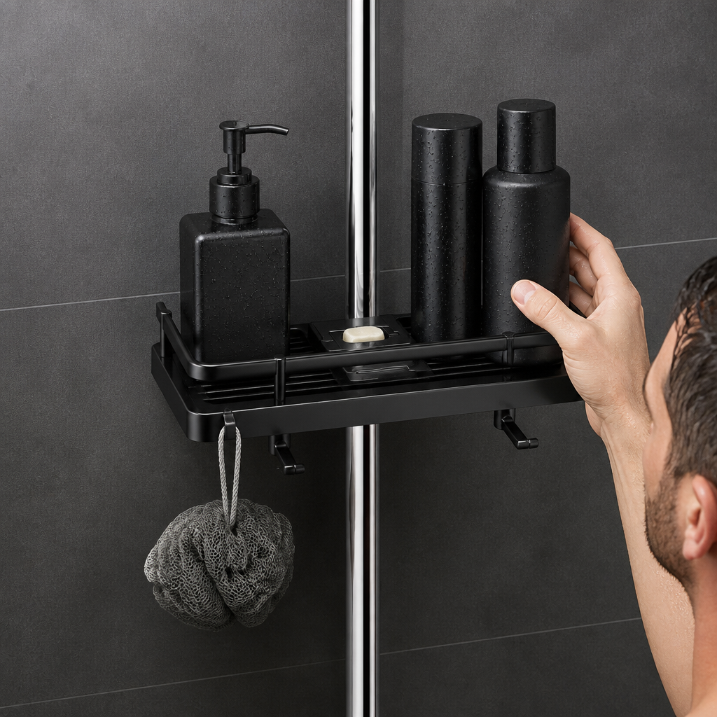 Shower caddy for a shower rod