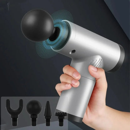 Mini Pistolet do Masażu z 6 Poziomami Prędkości i 4 Końcówkami Masującymi