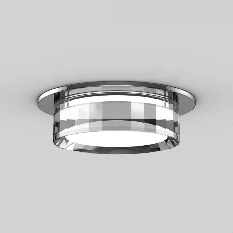 Plafonnier rond avec abat-jour en verre