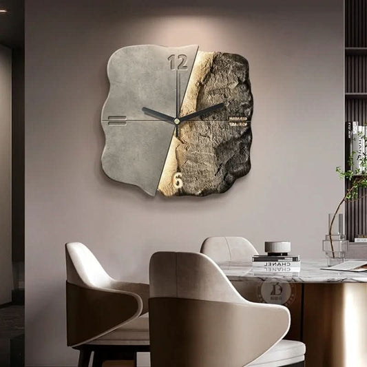 Horloge murale effet pierre 3D