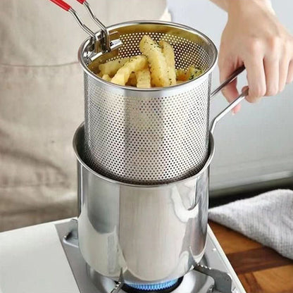 Garnek do Frytowania ze Stali Nierdzewnej z Pojemnością 1200 ml i Uchwytem Ochronnym