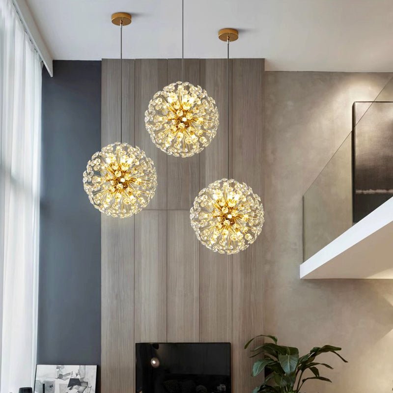 Żyrandol kryształowy LED z funkcją ściemniania i pilotem do salonu i jadalni