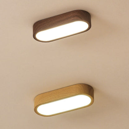 Plafonnier LED ovale avec décor bois