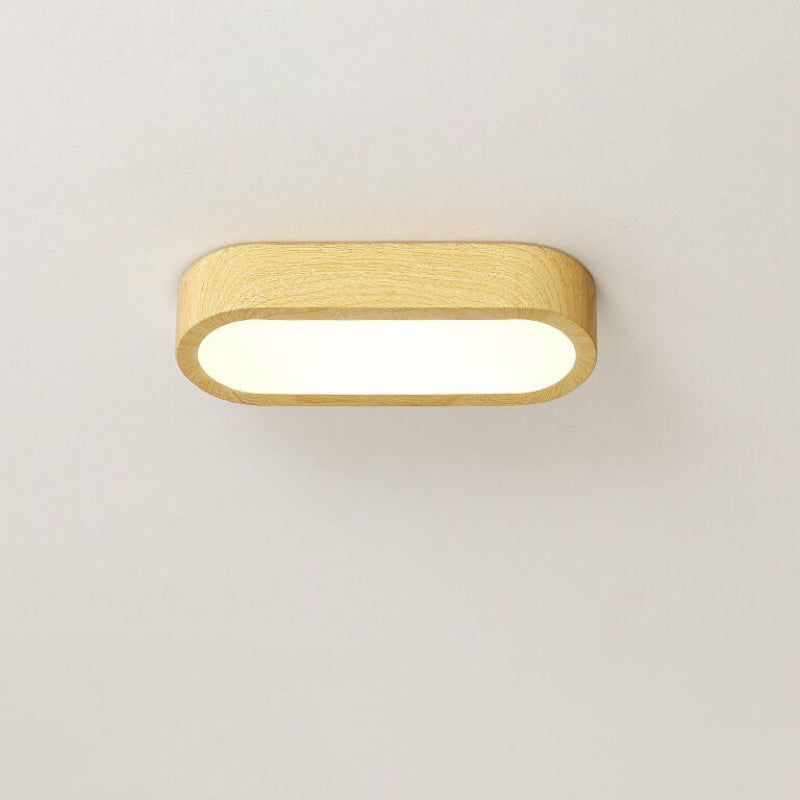 Plafonnier LED ovale avec décor bois