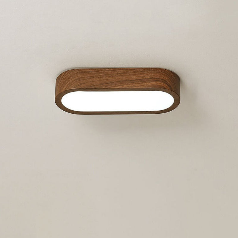 Plafonnier LED ovale avec décor bois