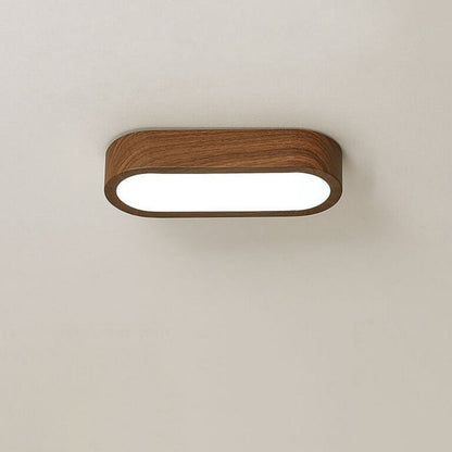 Plafonnier LED ovale avec décor bois