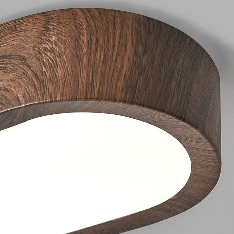 Plafonnier LED ovale avec décor bois