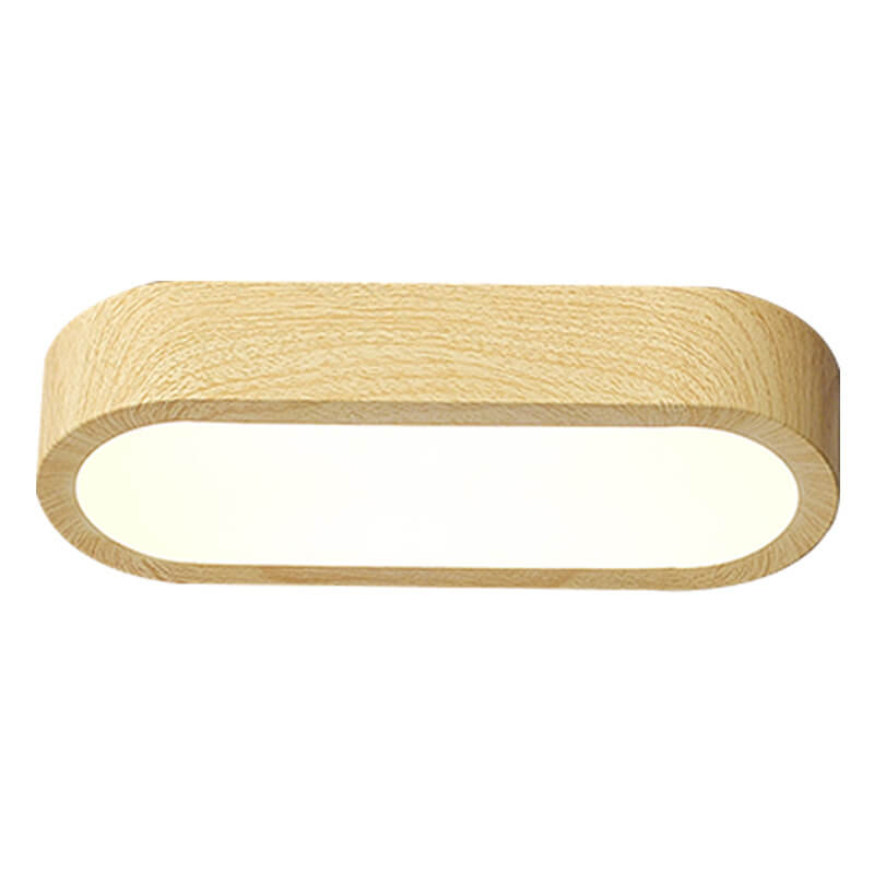 Plafonnier LED ovale avec décor bois