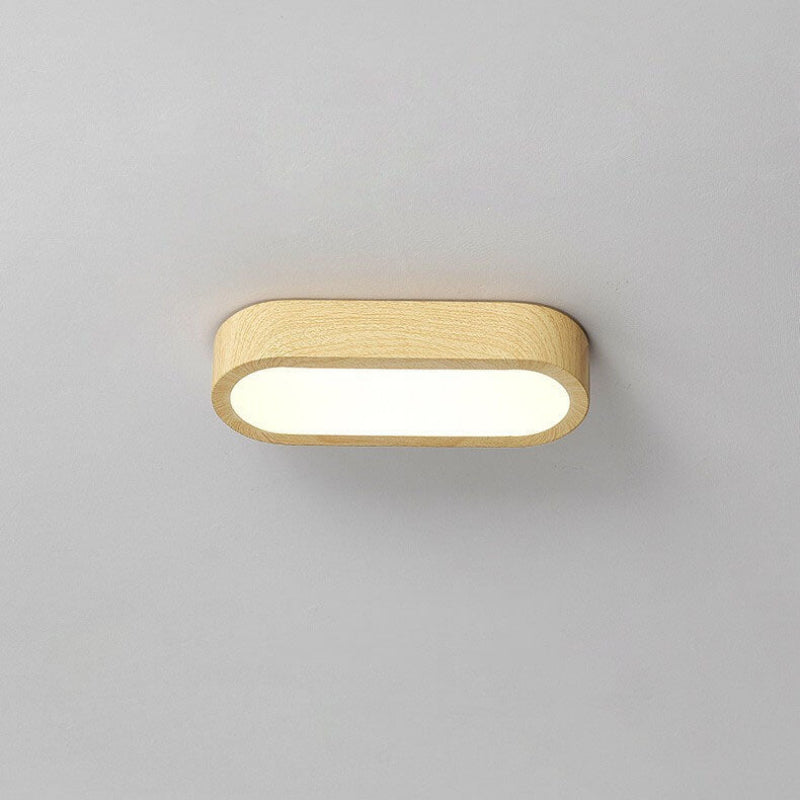 Plafonnier LED ovale avec décor bois