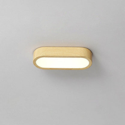 Plafonnier LED ovale avec décor bois