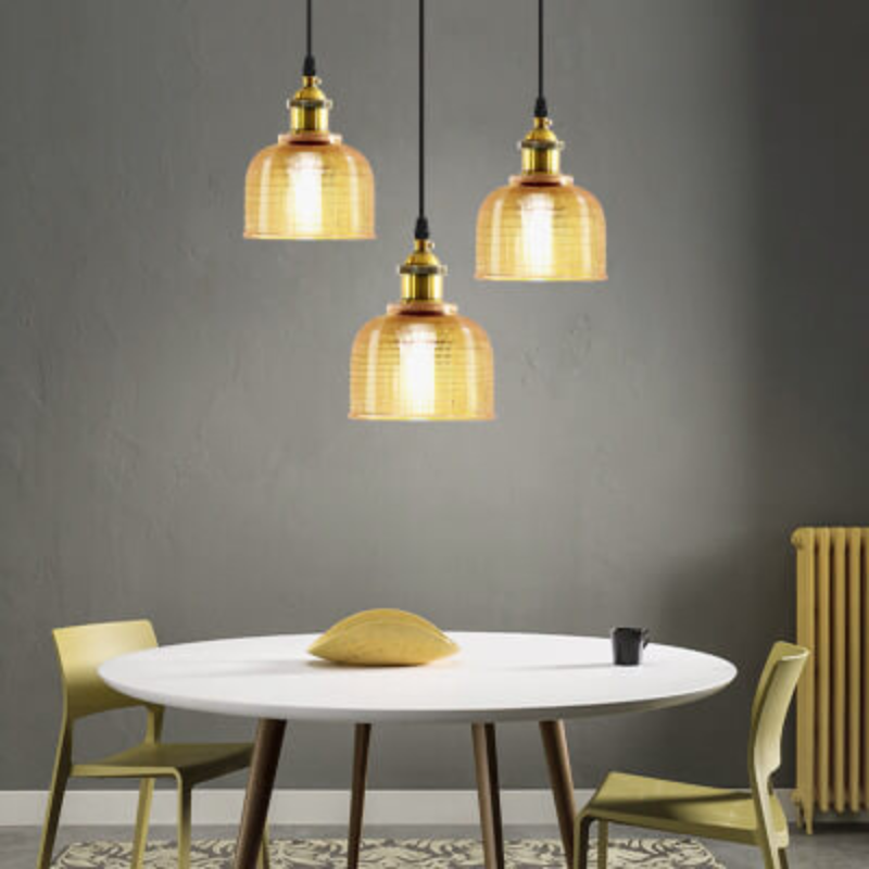 Suspension en verre avec monture dorée