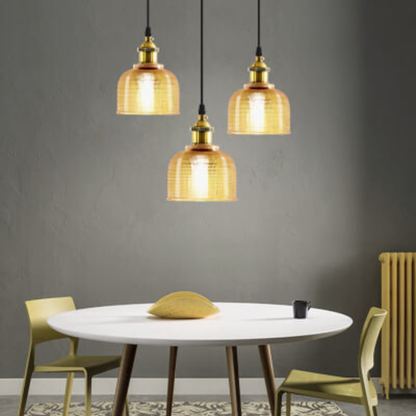 Suspension en verre avec monture dorée