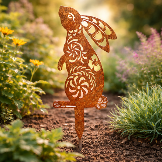 Garden decoration: rabbit on a stake
