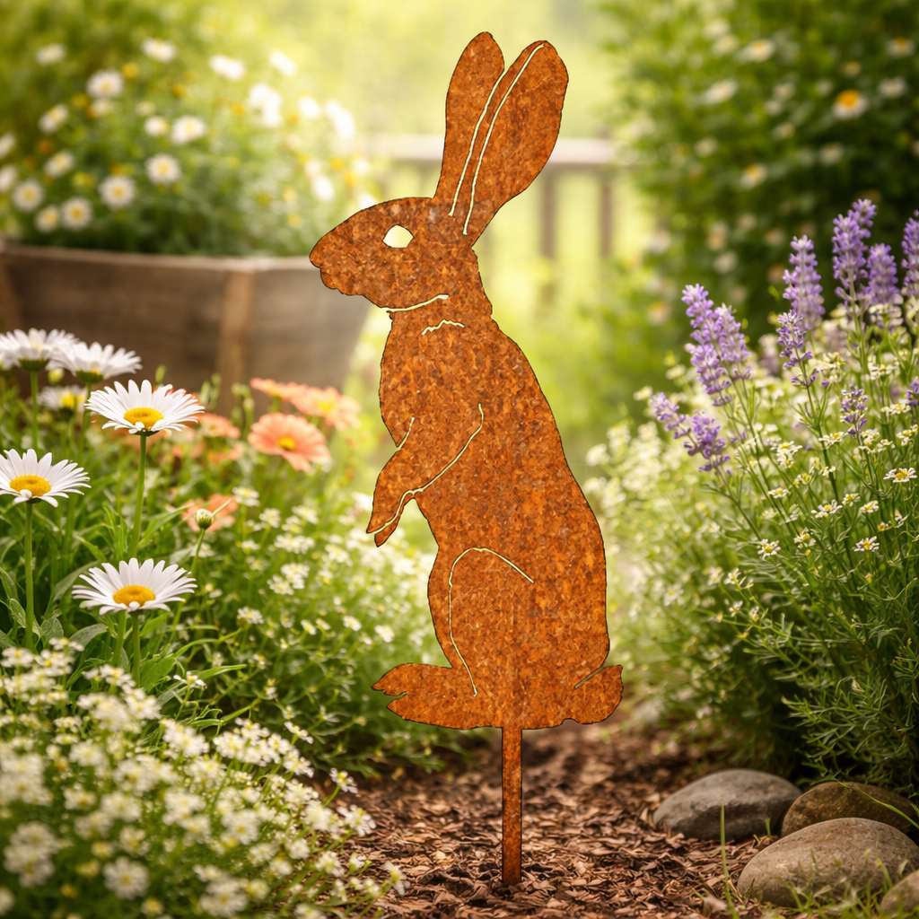 Garden decoration: rabbit on a stake