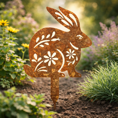 Garden decoration: rabbit on a stake