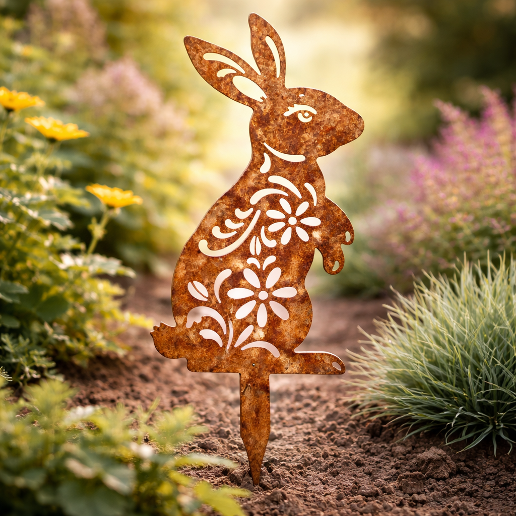 Garden decoration: rabbit on a stake