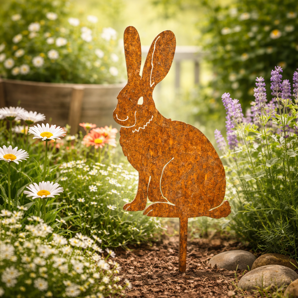 Garden decoration: rabbit on a stake