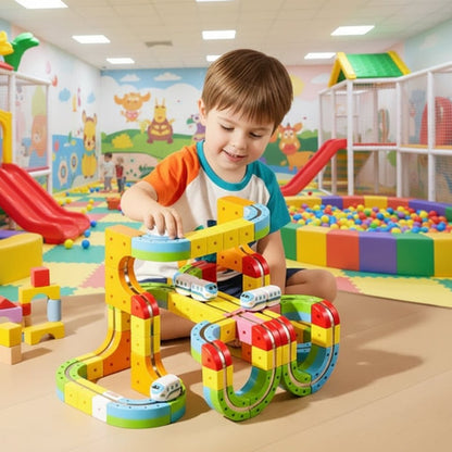 Zestaw Torów Kolejowych 3D z Lokomotywą USB i Modułowymi Elementami Konstrukcyjnymi