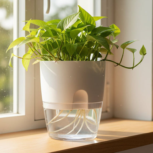 Hanging self-watering planter