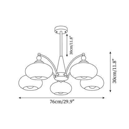 Żyrandol sufitowy E27 z elementami z drewna, metalu i szkła do oświetlenia wnętrz