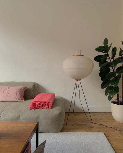Lampa podłogowa papier ryżowy E27 stojąca metalowa do salonu i sypialni