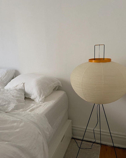 Lampa podłogowa papier ryżowy E27 stojąca metalowa do salonu i sypialni