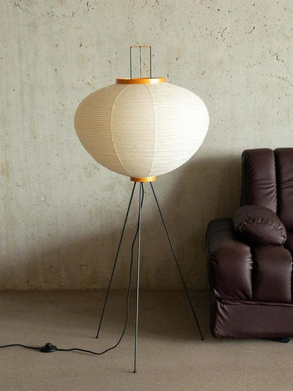 Lampa podłogowa papier ryżowy E27 stojąca metalowa do salonu i sypialni