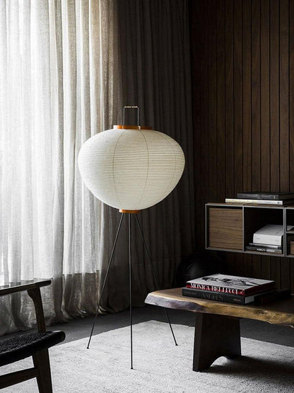 Lampa podłogowa papier ryżowy E27 stojąca metalowa do salonu i sypialni